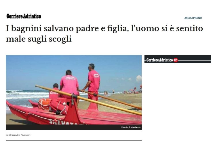 Tre bagnini di salvataggio SNS salvano padre e figlia a Porto d’Ascoli