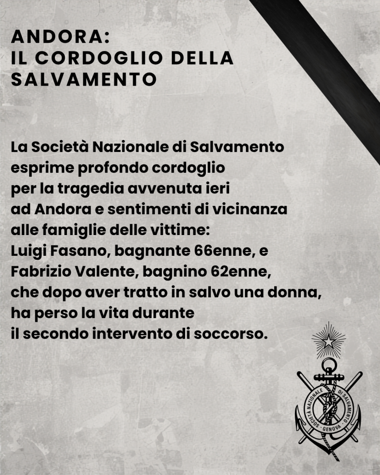 Tragedia di Andora: il cordoglio della Salvamento
